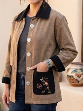 Kokopelli Venus Imports Boutique Embroidered Jacket Women Size S